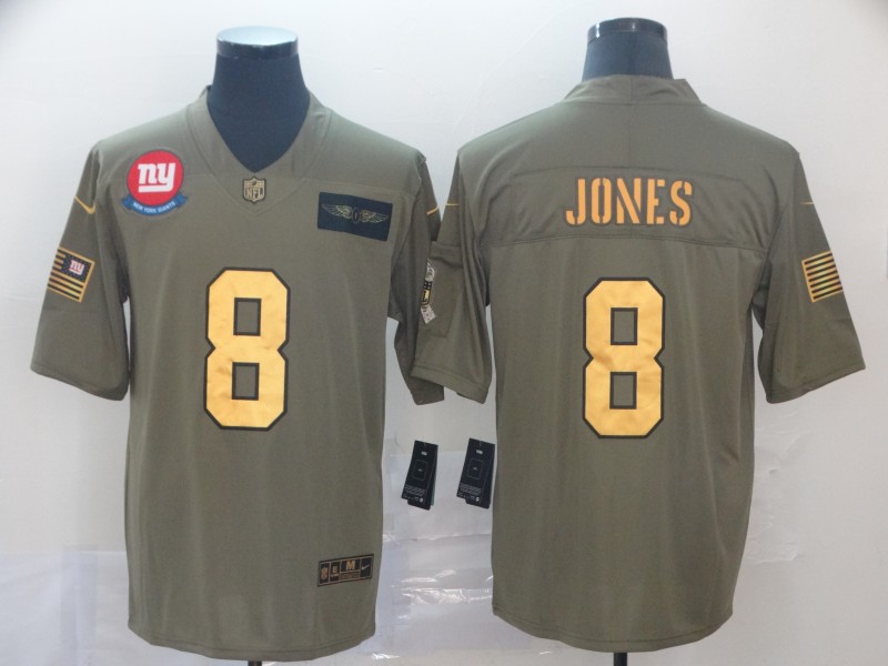 Men's New York Giants Daniel Jones #8 Brown Jersey